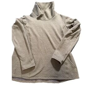 Kuhl Athena Turtle Cowl Neck Pullover Quilt Pattern Women XL Green Shirt